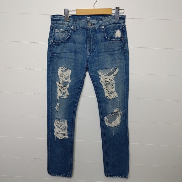 7 For All Mankind Relaxed Skinny distressed jeans 25 - Picture 2 of 14